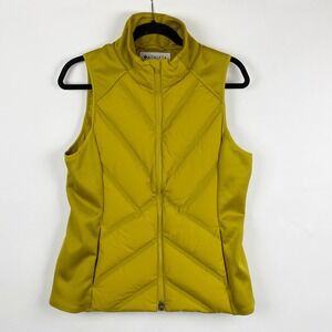 Athleta Inlet Vest Womens M Oxidized Yellow Puffer Quilted Zip Pockets Down Fill